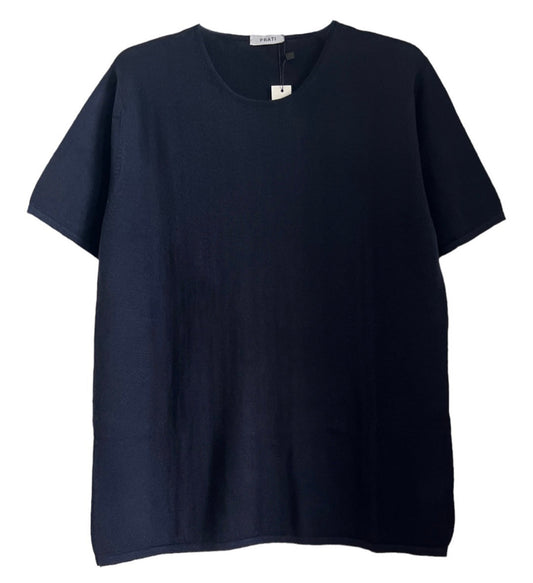 Men´s  Resort cashmere silk light crew sweater short sleeve navy