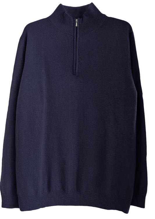 Men´s cashmere half zip front sweater navy