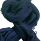 Cashmere scarf with fringes navy