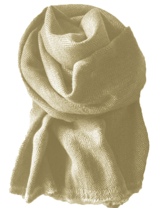 Herringbone scarf with short fringe camel