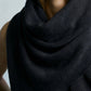 Cashmere scarf/shawl with ruffled edge navy