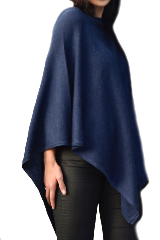 Cashmere classic poncho jeans blue