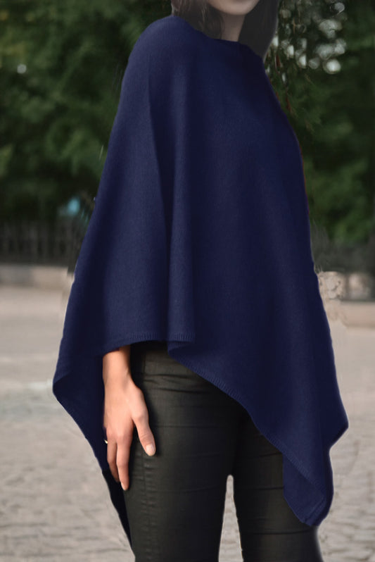 Cashmere classic poncho navy