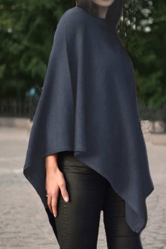 Cashmere classic poncho dark grey