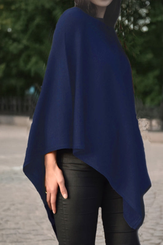 Cashmere classic poncho jeans blue