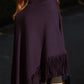 Cashmere poncho with fringe