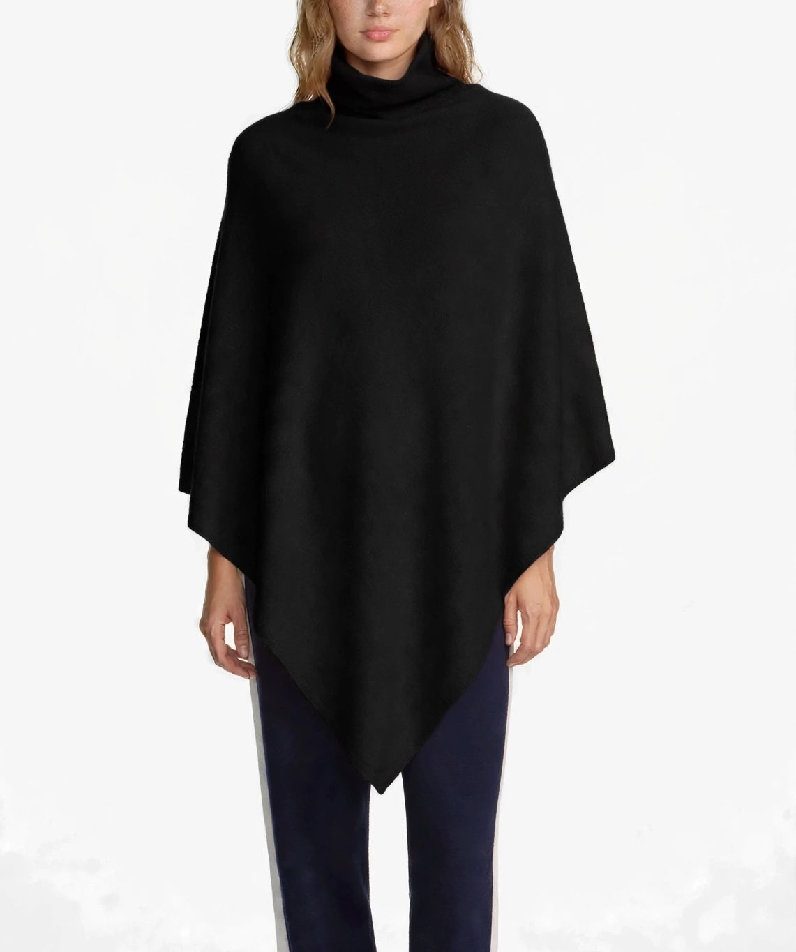 Cashmere turtleneck poncho black