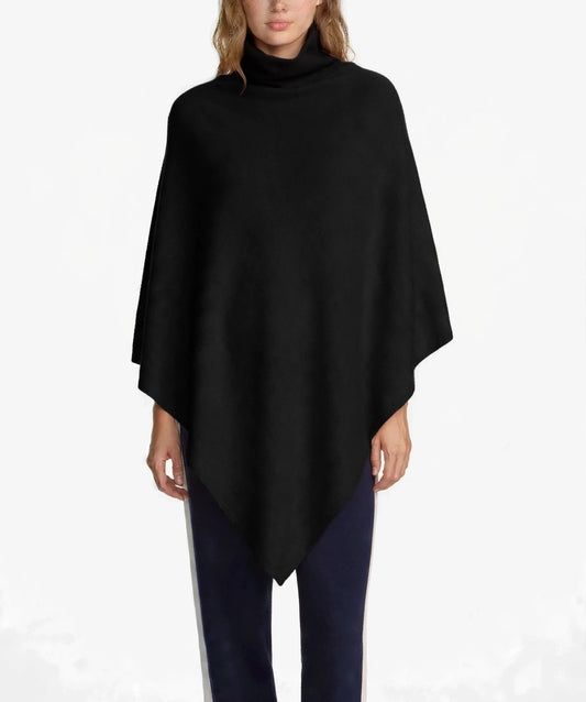 Cashmere turtleneck poncho black