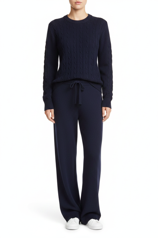 Navy Cashmere Sweater with Lounge Pants