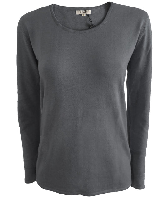 Cashmere Silk crew neck sweater t shirt charcoal grey
