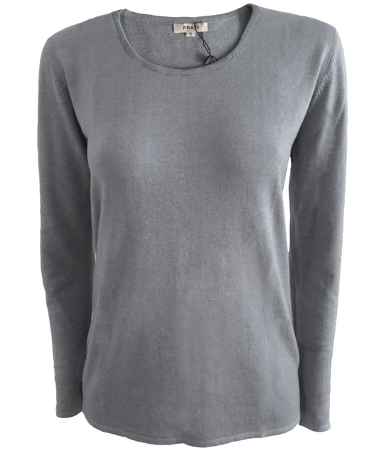 Cashmere Silk crew neck sweater t shirt pearl grey
