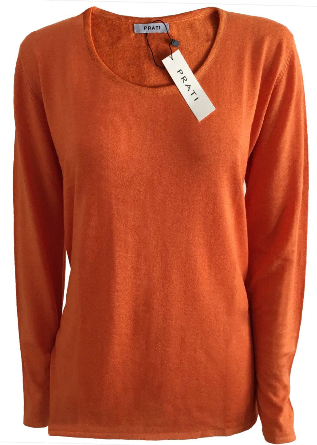 Cashmere Silk crew neck sweater t shirt burnt orange