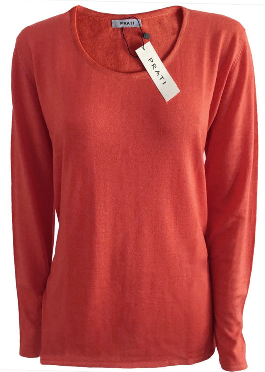 Cashmere Silk crew neck sweater coral