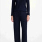 Cashmere silk V neck t shirt sweater navy