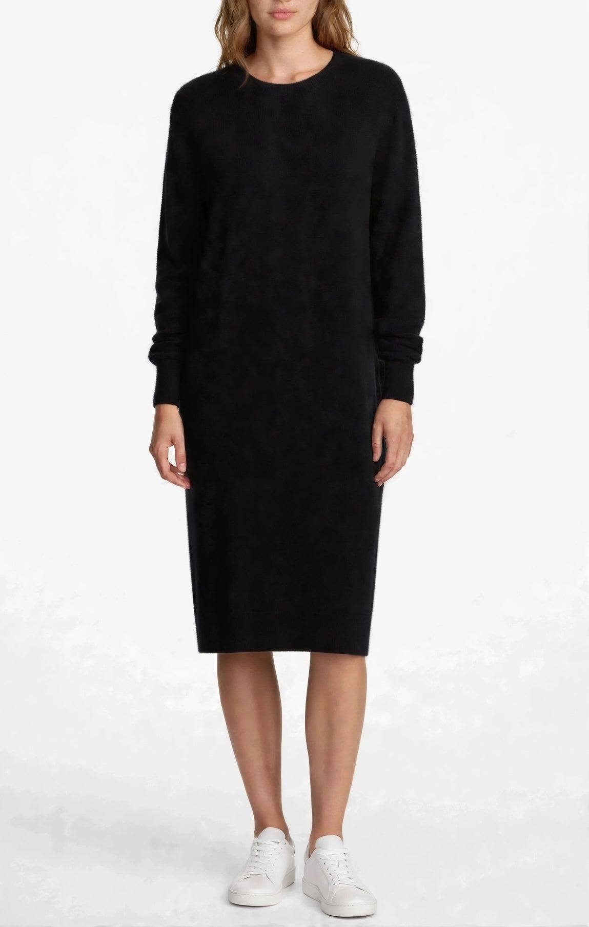 Cashmere crew neck dress camel