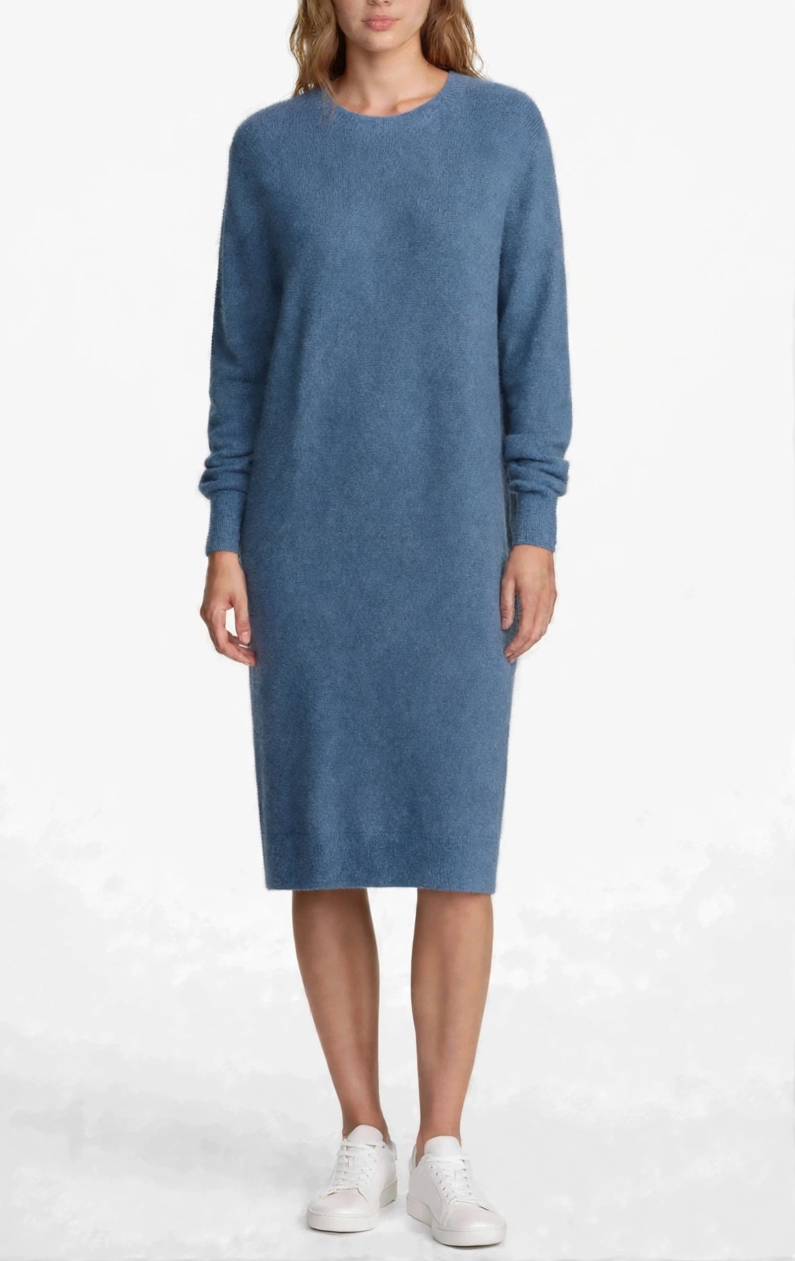 Cashmere crew neck dress camel