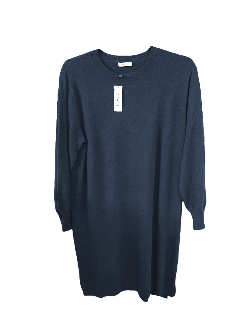 Cashmere crew neck dress denim blue