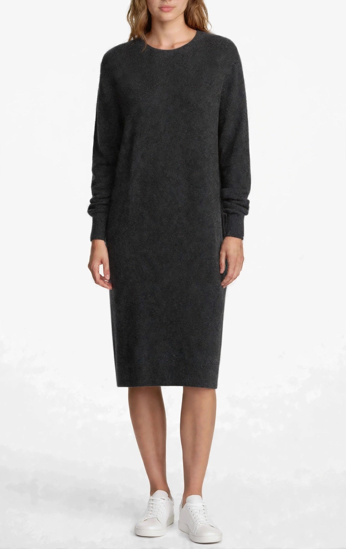 Cashmere crew neck dress camel