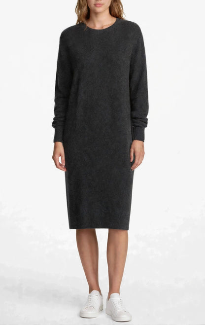 Cashmere crew neck dress dark grey
