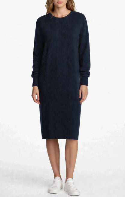 Cashmere crew neck dress navy