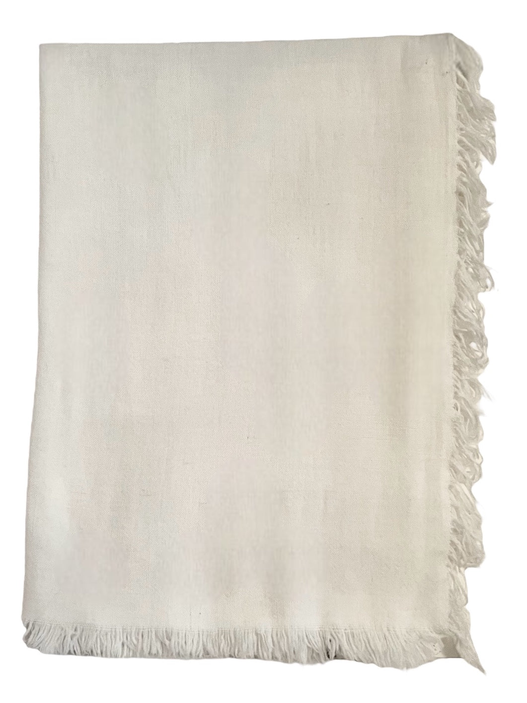 Cashmere scarf with short fringes off white