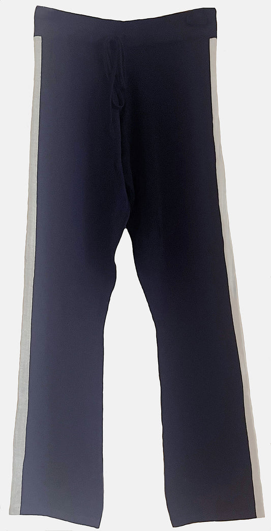 Cashmere lounge pant navy with contrast off white