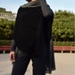 Cashmere turtleneck poncho black