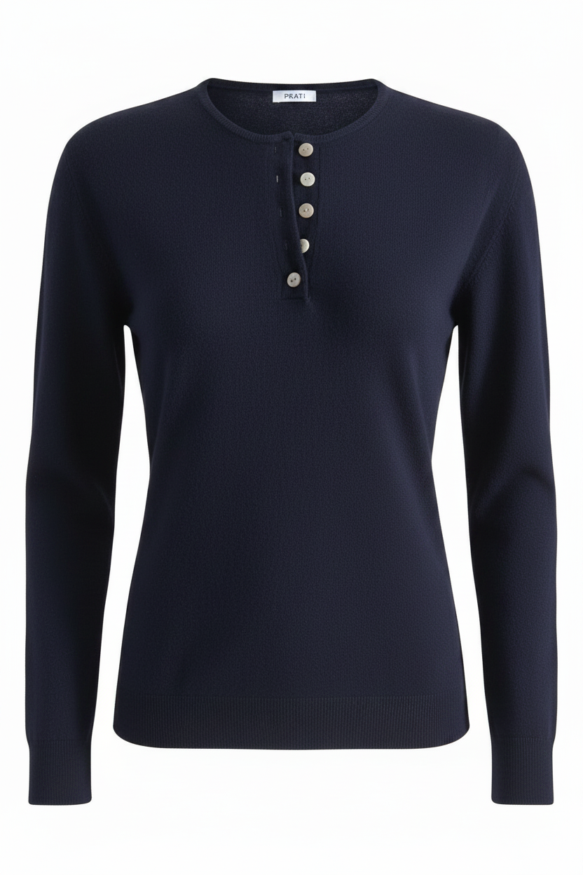 Cashmere Henley Navy - Ghost Mannequin