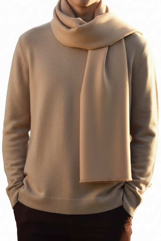 Light camel scarf beige sweater
