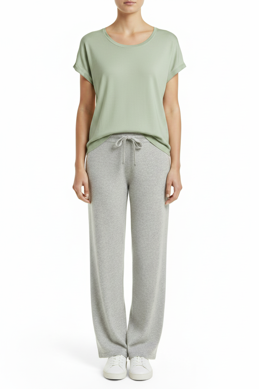 PC112 exact eucalyptus green with grey melange pants