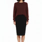 PC92 Bordeaux Pom Pom Sweater - Black Pencil Skirt & Ballerina Flats