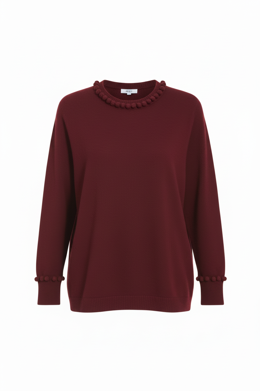 PC92 Bordeaux Pom Pom Sweater - Ghost Mannequin