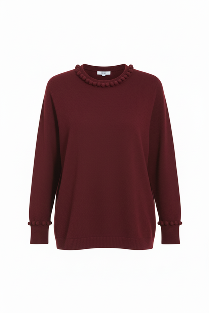 PC92 Bordeaux Pom Pom Sweater - Ghost Mannequin