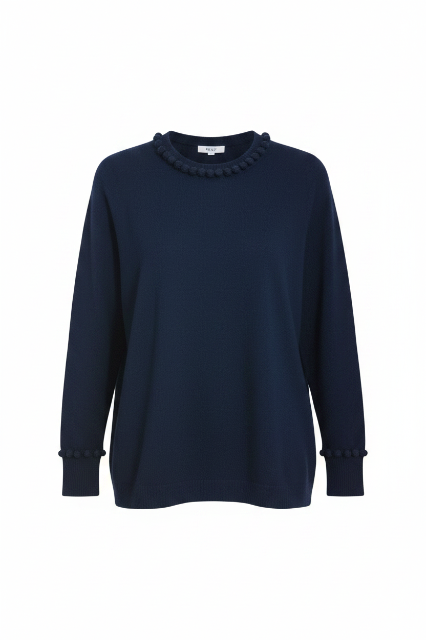 PC92 Navy Pom Pom Sweater - Ghost Mannequin