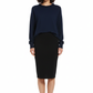 PC92 Navy Pom Pom Sweater - True Black Pencil Skirt & Ballerina Flats
