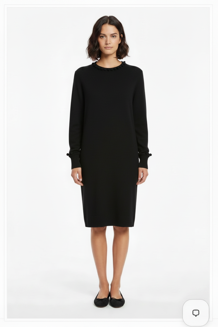 Pom Pom Dress - Black