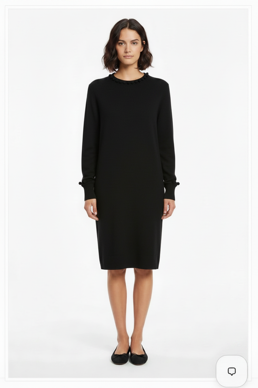 Pom Pom Dress - Black