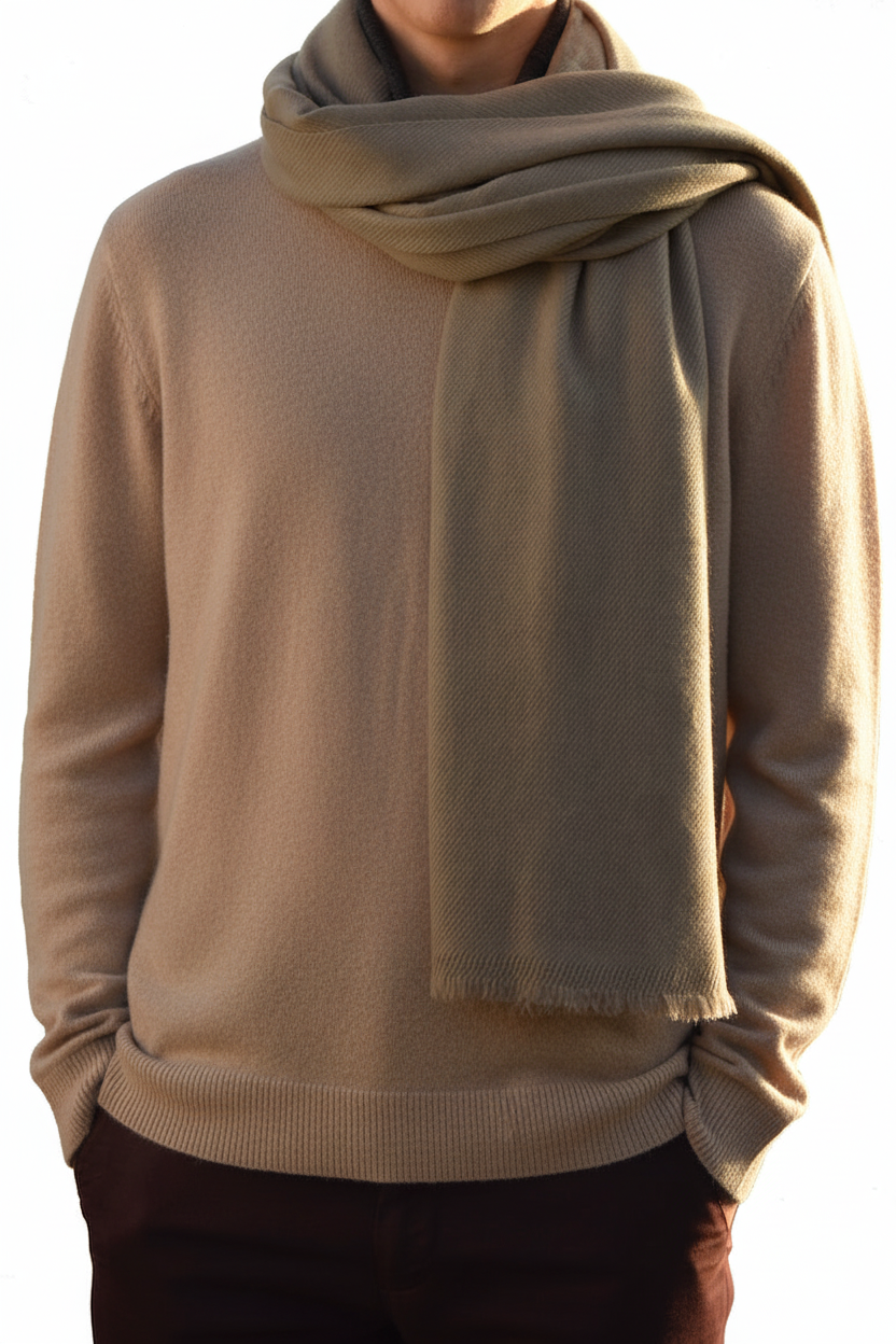 Taupe scarf beige sweater