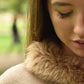 Cashmere poncho with fur collar.camel