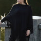 Cashmere poncho with fringe black