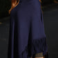 Cashmere poncho with fringe cognac