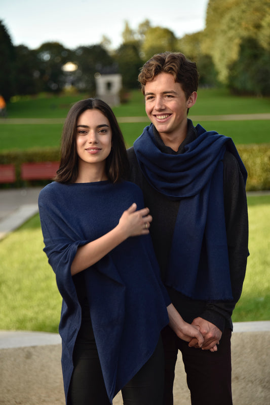 Cashmere classic poncho jeans blue