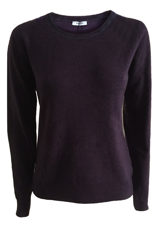 Cashmere round neck sweater aubergine