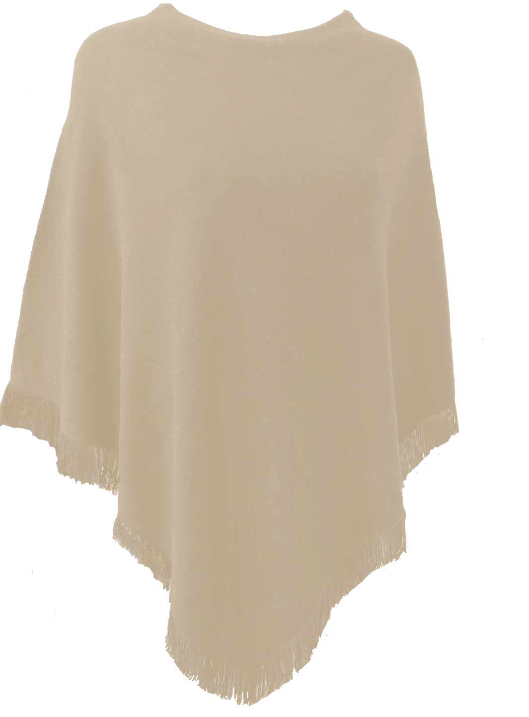 Cashmere poncho with short edge fringe
