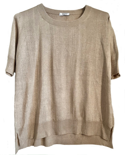 Cashmere Silk crew short sleeve sweater camel
