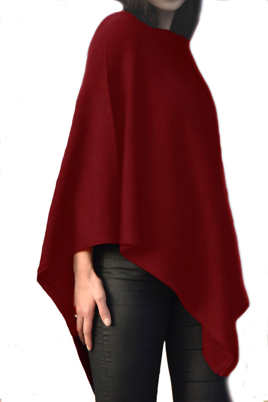 Cashmere classic poncho winter red
