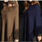 Cashmere poncho with fringe black