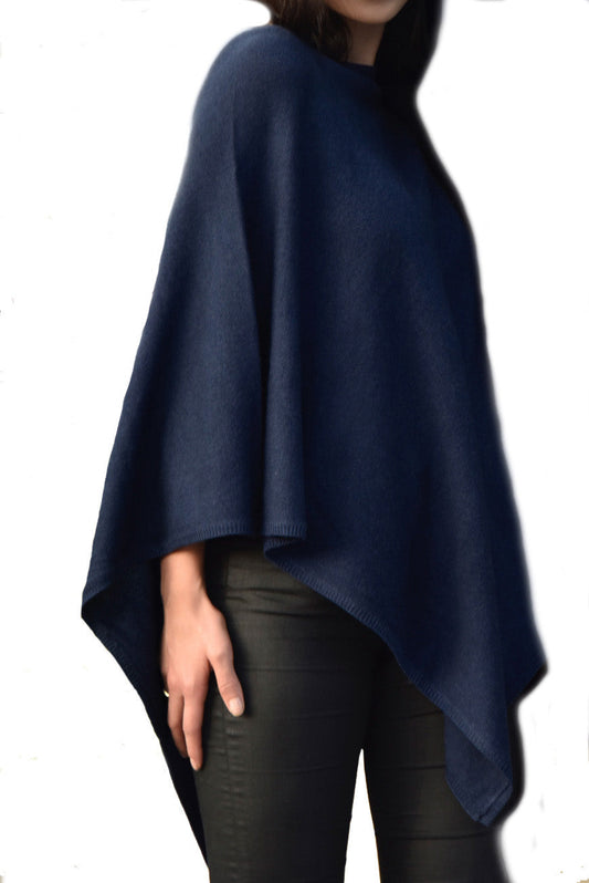 Cashmere classic poncho navy