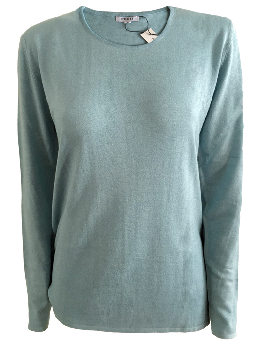 Cashmere Silk crew neck sweater t shirt havana blue