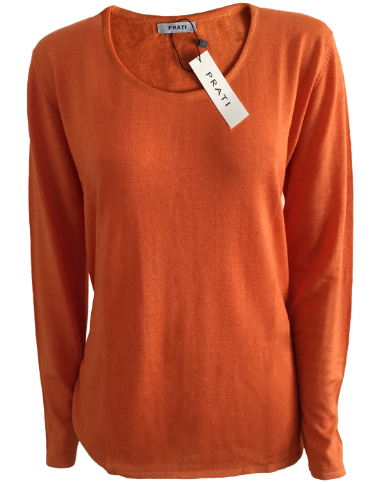 Cashmere Silk crew neck sweater t shirt orange